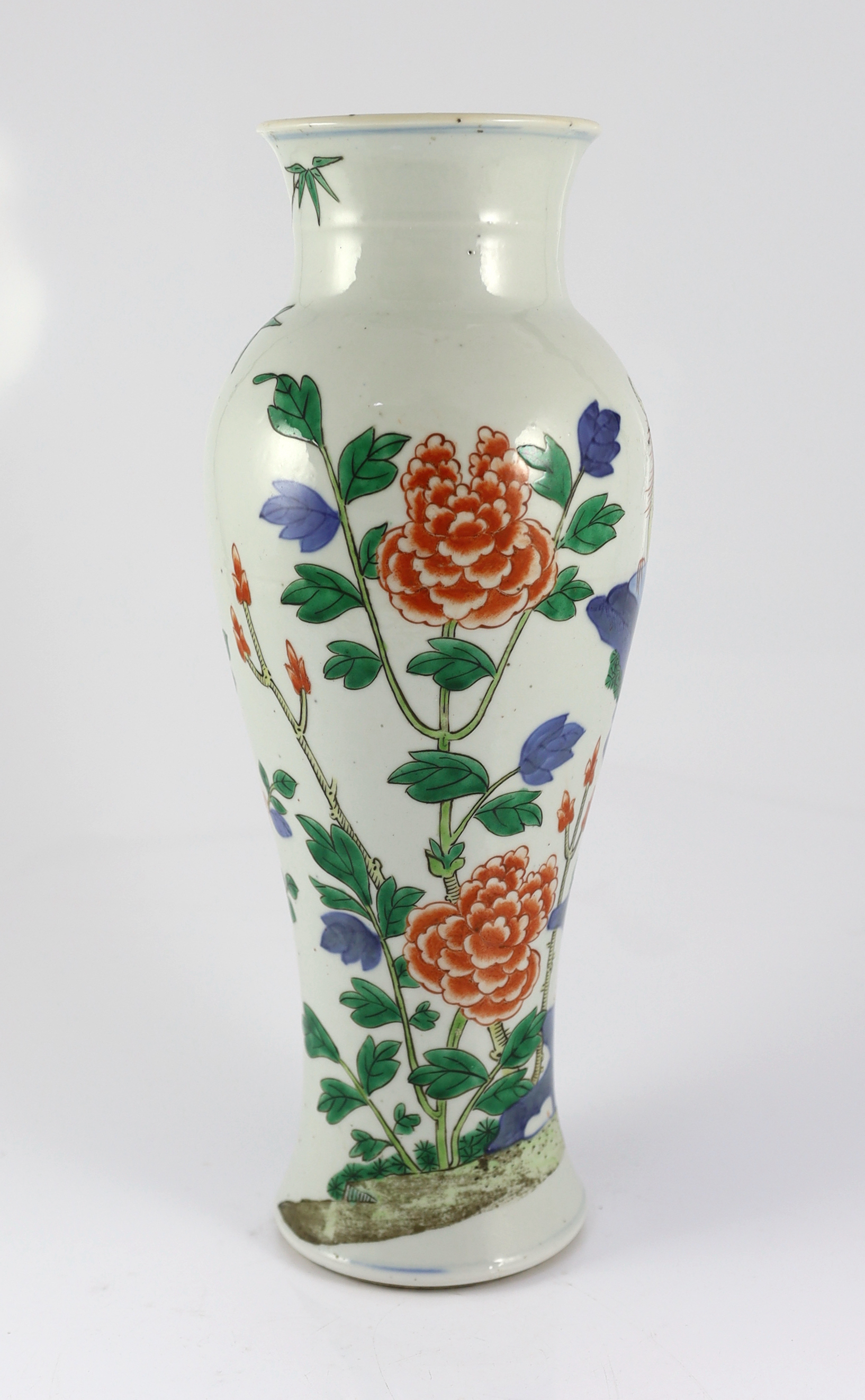 A Chinese wucai ‘phoenix’ baluster vase, late 19th century